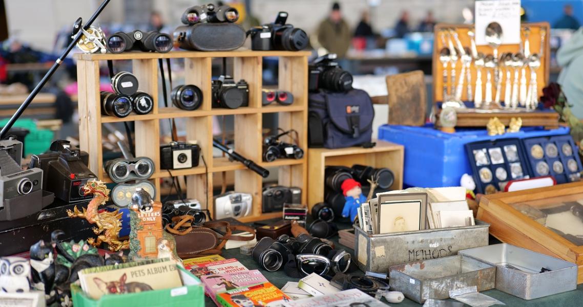 Selection of items at Preston secondhand stall