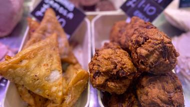 Samosas and onion bhajis