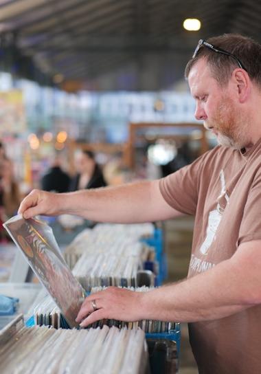 Customer looking at records