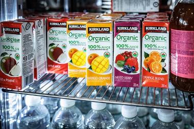 Cartons of organic 100% fruit juice 